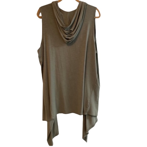 LOGO LORI GOLDSTEIN Vest Knit with Hood in Olive Green Women’s Size XL LIKE NEW - Picture 6 of 14